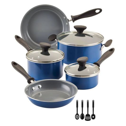 Farberware Reliance Pro 12Pc Nonstick Ceramic Cookware Set Teal/Gray