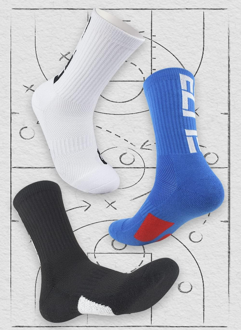 Elite Basketball Crew Socks for Men and Women, Cushion Performance Athletic Basketball Socks