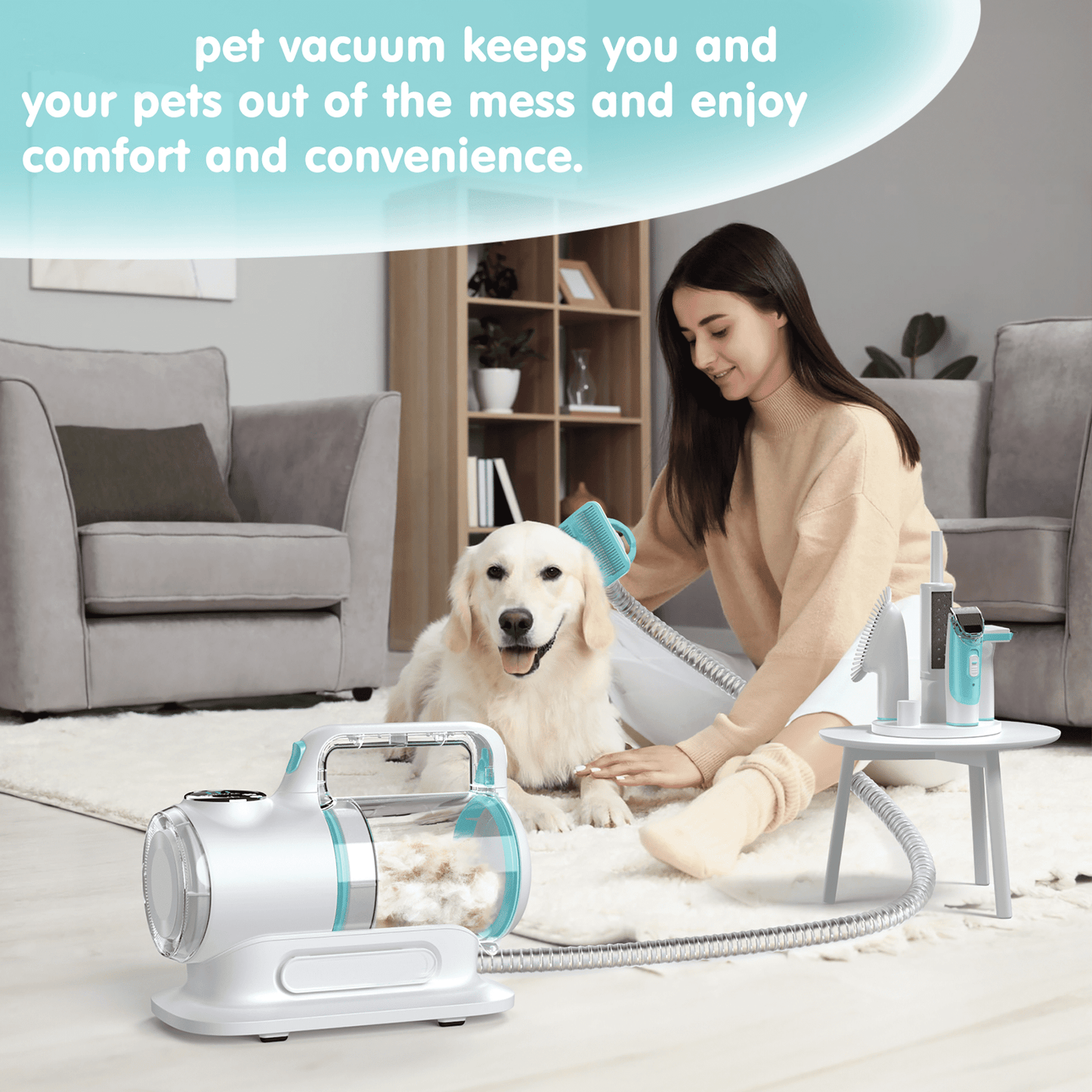 Dog Grooming Kit , 6 in 1 Pet Grooming Vacuum Kits, Dog Clippers for Grooming 11000Padog Vacuum for Shedding Grooming, Suction 99% Dog Hair, Low Noise Pet Vacuum Grooming Kit for Dog Cat