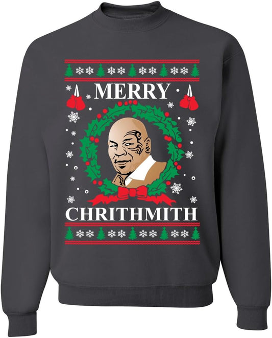 Merry Chrithmith Mike Tyson Ugly Christmas Sweater Unisex Crewneck Graphic Sweatshirt